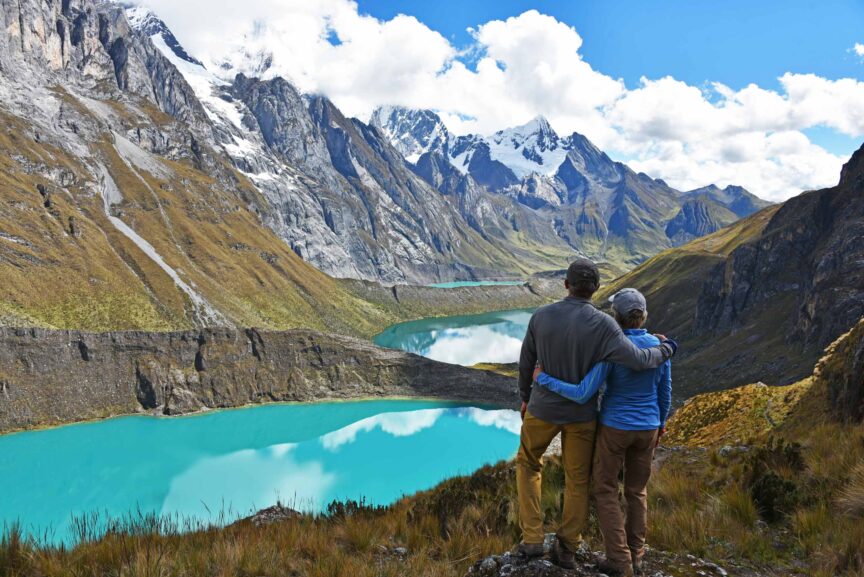 A couple at Huayhuash mountain range in Peru.