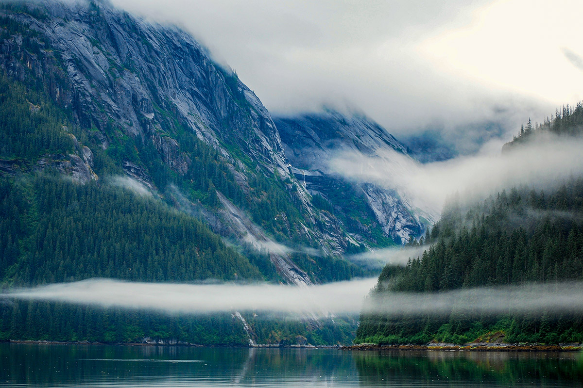 alaska inside passage fog and cove
